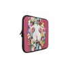 13 inch pink laptop sleeve, white bunny floral design, neoprene.