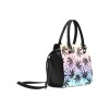 Classic Shoulder Handbag with palm tree pattern, PU leather, black double handles and shoulder strap