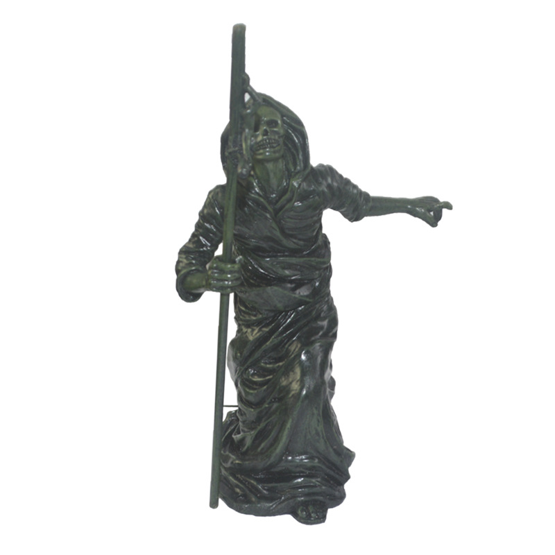 Black resin reaper figure displayed as a finished Halloween yard piece