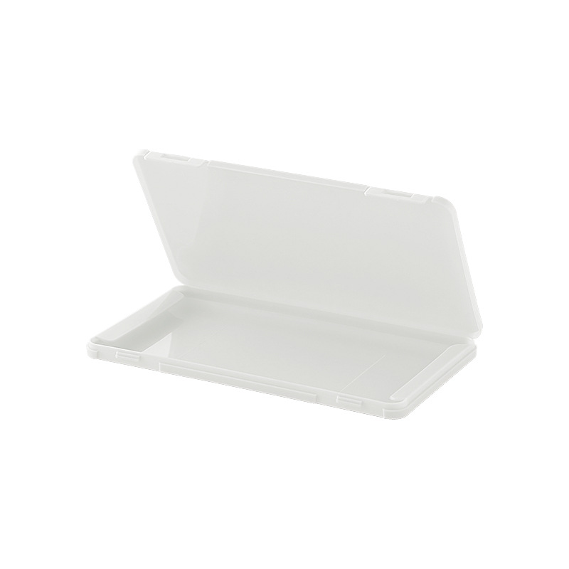 Open pastel mask case with masks laid flat inside the tray