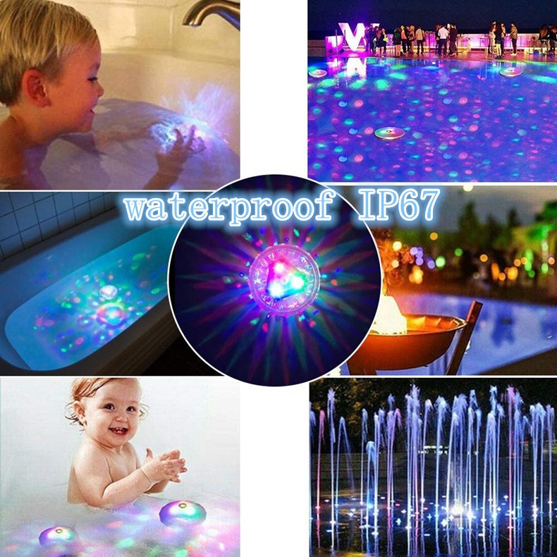 Child in bath with light glowing in the water beside them