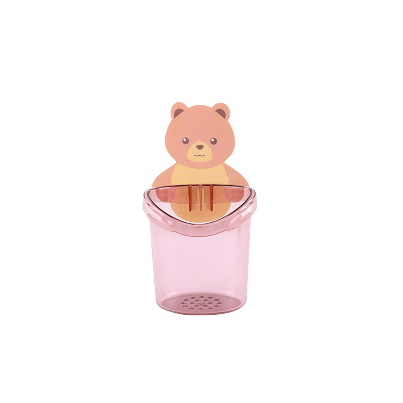 Rose pink bear wall cup on a white background with drainage holes in the base