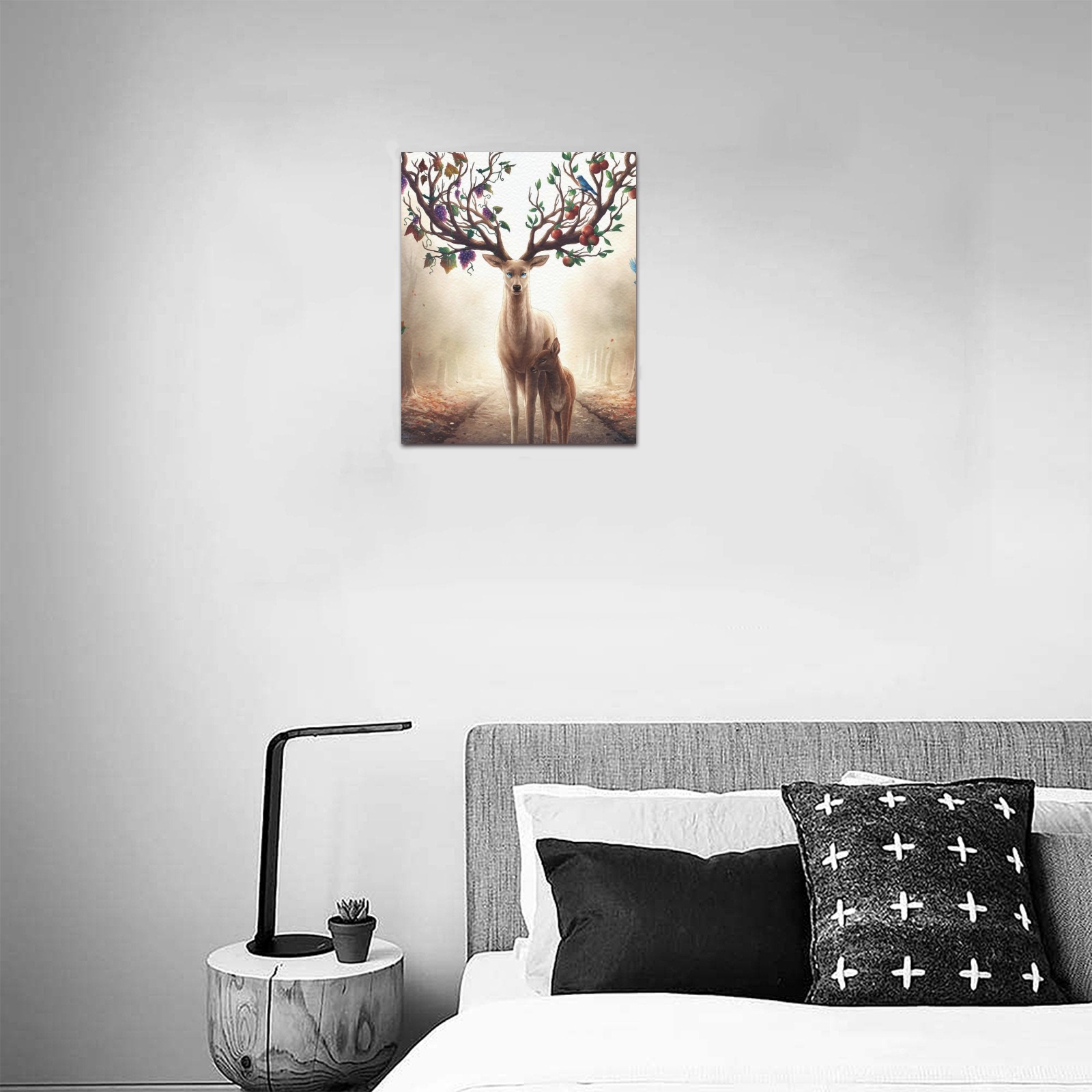 8x10" Canvas Print displaying a deer with tree-like antlers, perfect for bedroom or living room decor