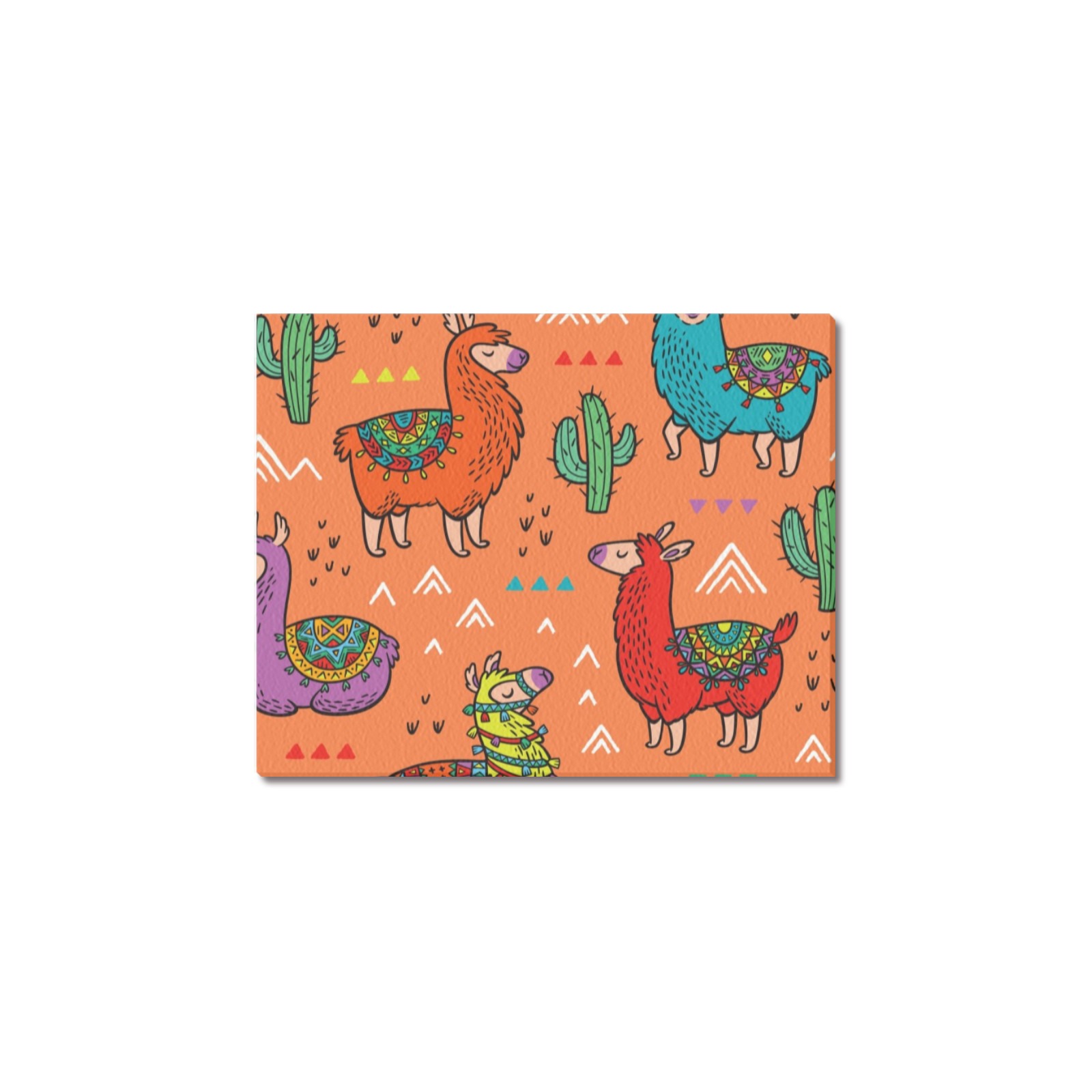 10x8 Frame Canvas Print with Colorful Llama Pattern | Home Decor