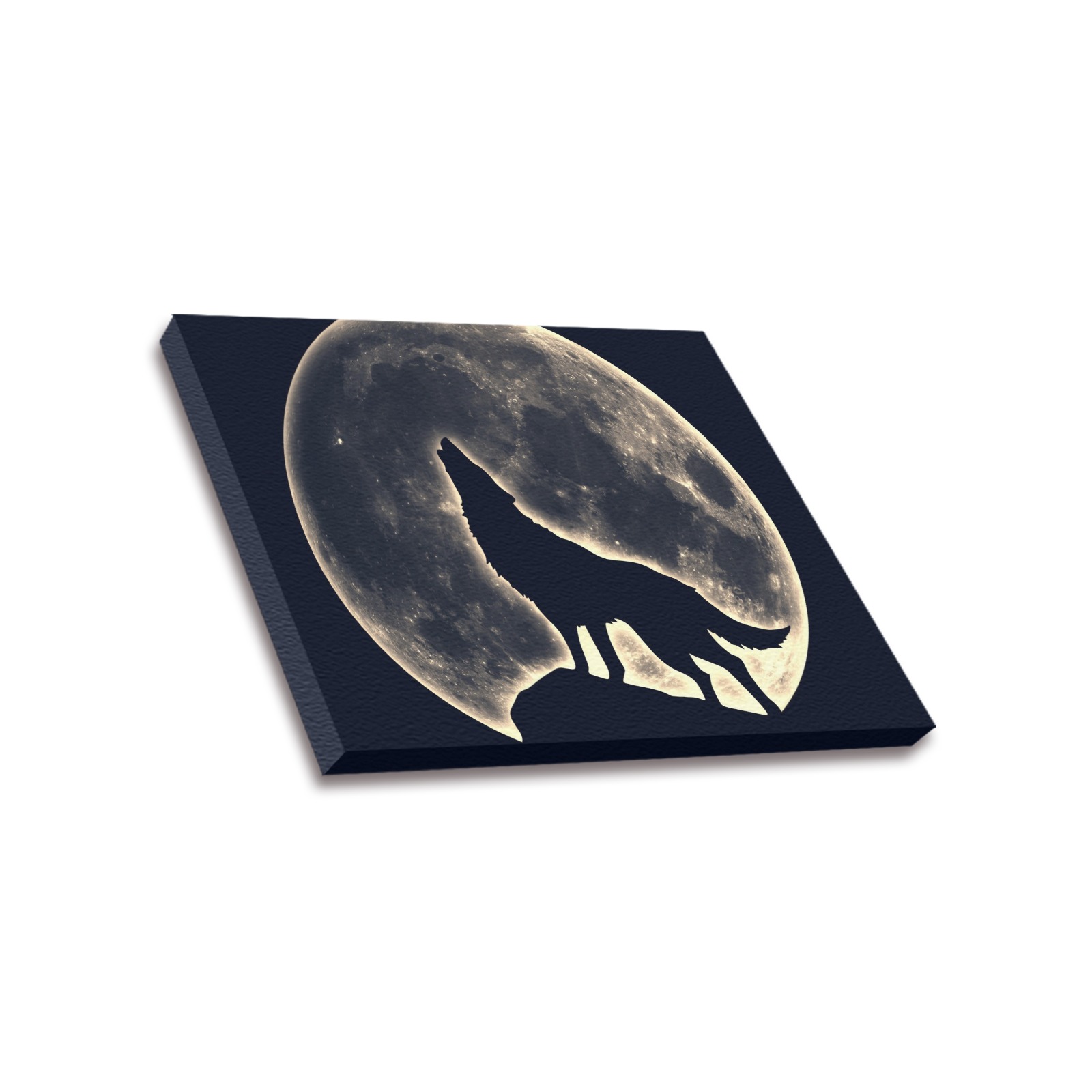 Wolf howling at the moon canvas print, 16x12, perfect for living room decor made in USA