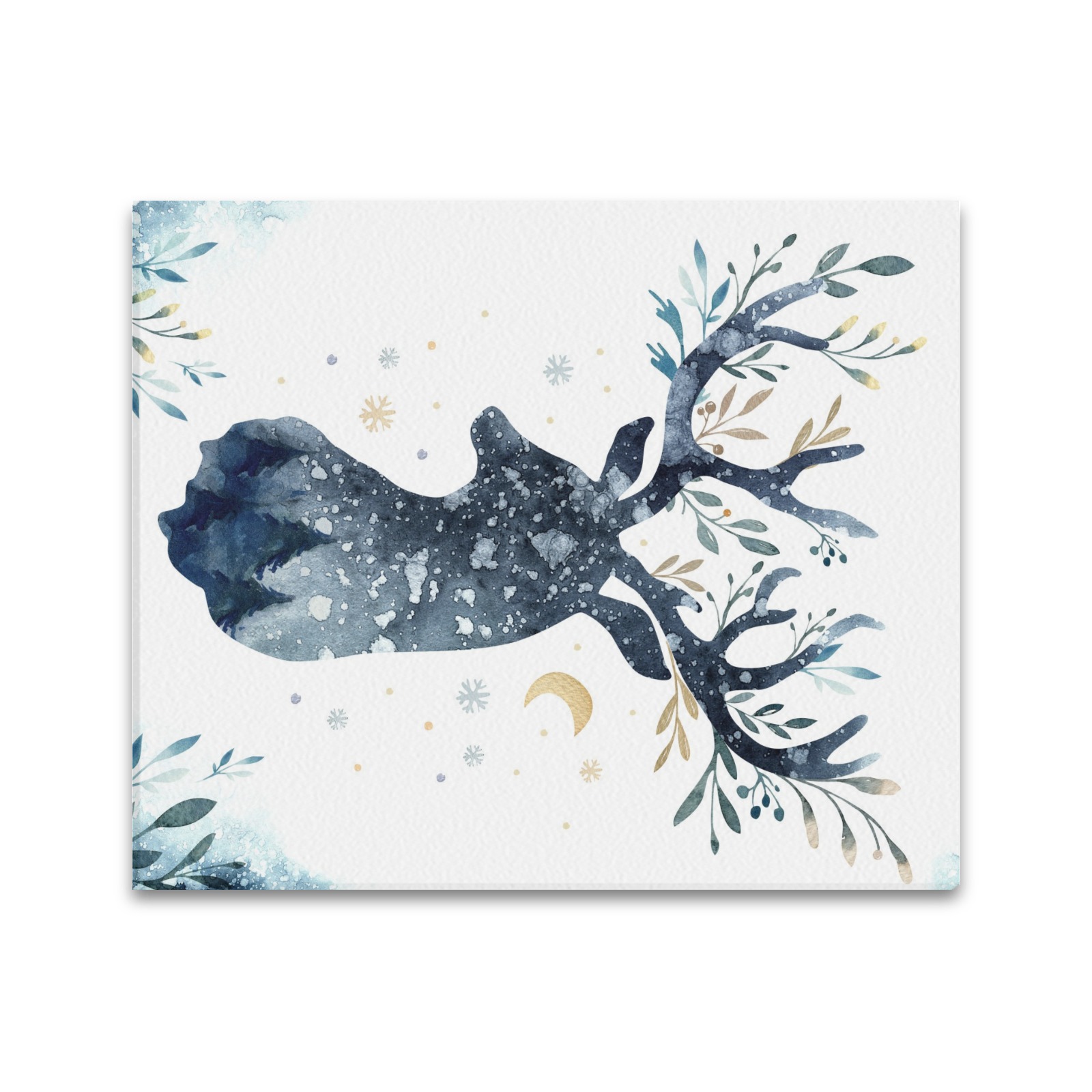 Watercolor Deer Head Canvas Print, 20x24 inch, USA made, modern decor, Inkedjoy