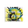 Frame Canvas Print - Skull with Native American Headdress in yellow and teal, Made in USA