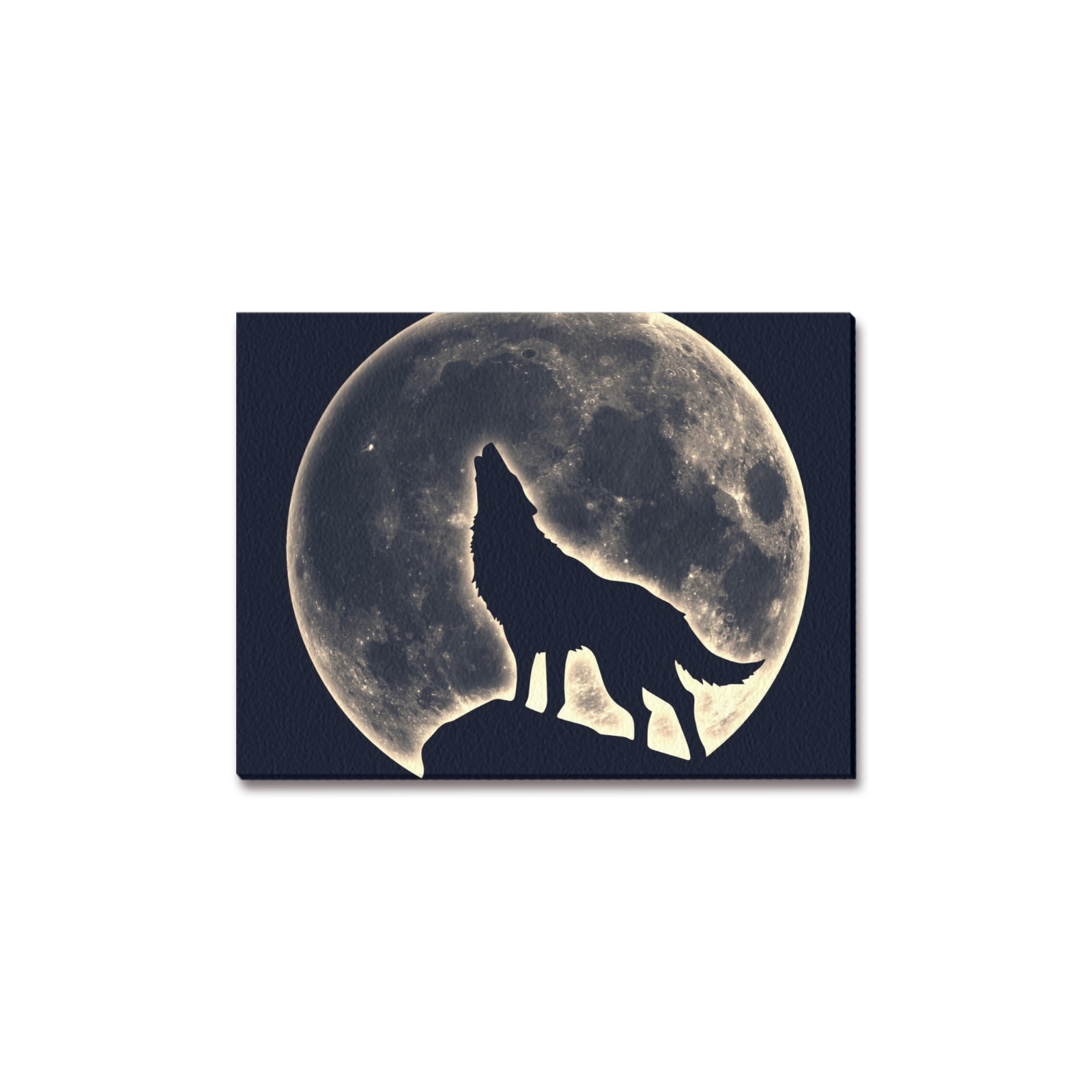 Wolf silhouette howling at the moon canvas print, 16x12, living room decor