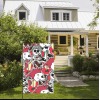 36x60 inch Skull Garden Flag in yard, red and white pattern, USA made