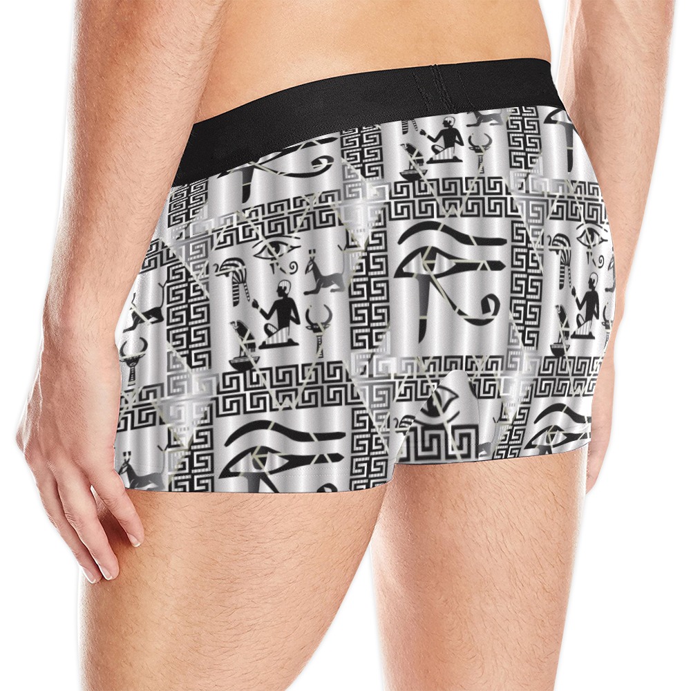 Men's black and white printed boxer briefs. Polyester, comfortable and stylish.