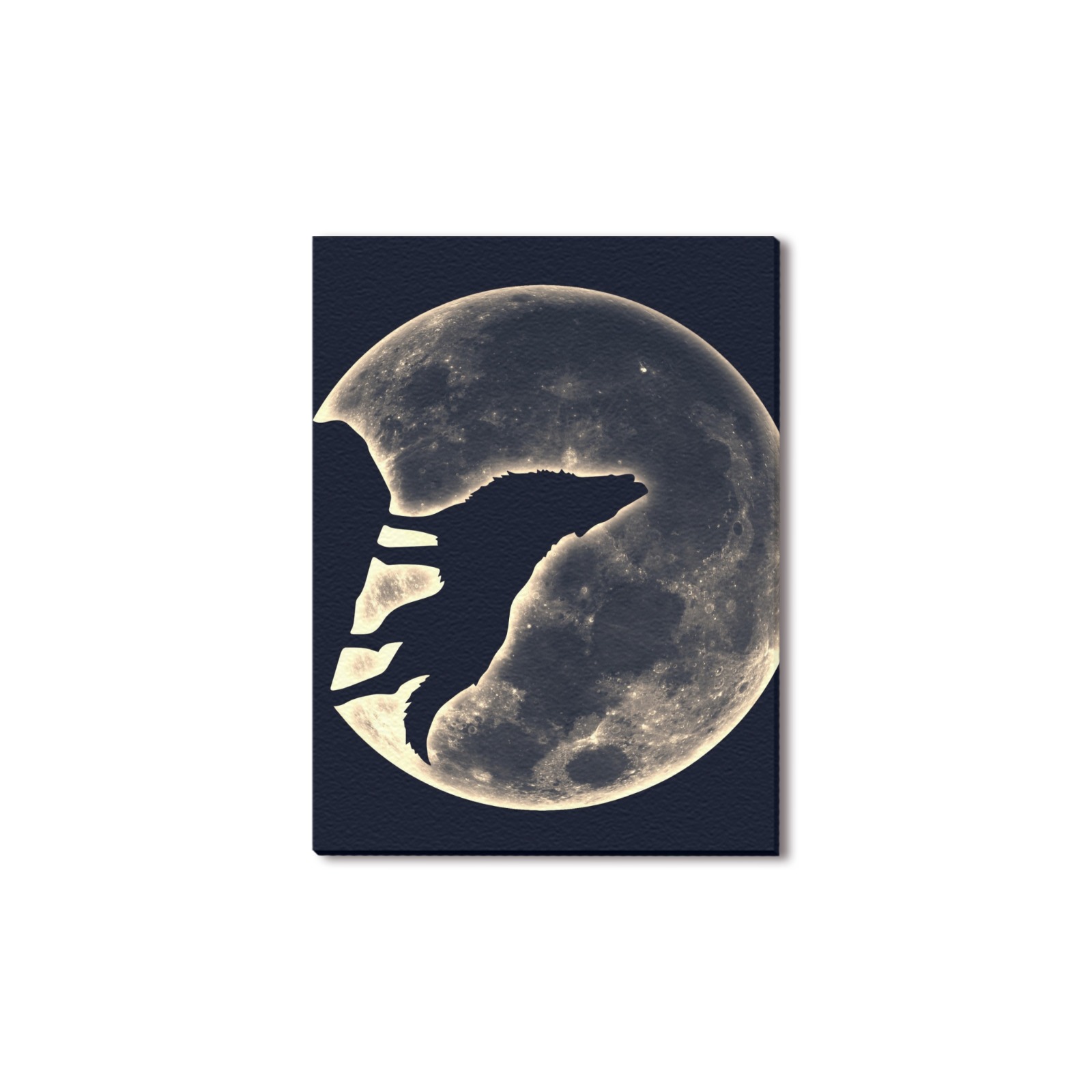 Wolf silhouette howling at the moon canvas print, 16x12, living room decor