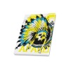 Frame Canvas Print: Native American skull headdress in yellow and teal, made in USA, AFARI design