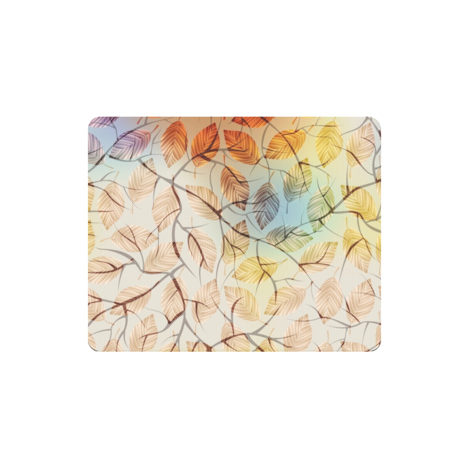 Rectangle Mousepad with artistic leaf design, cloth top, and rubber base, Made in USA, 9.84x7.87 inches