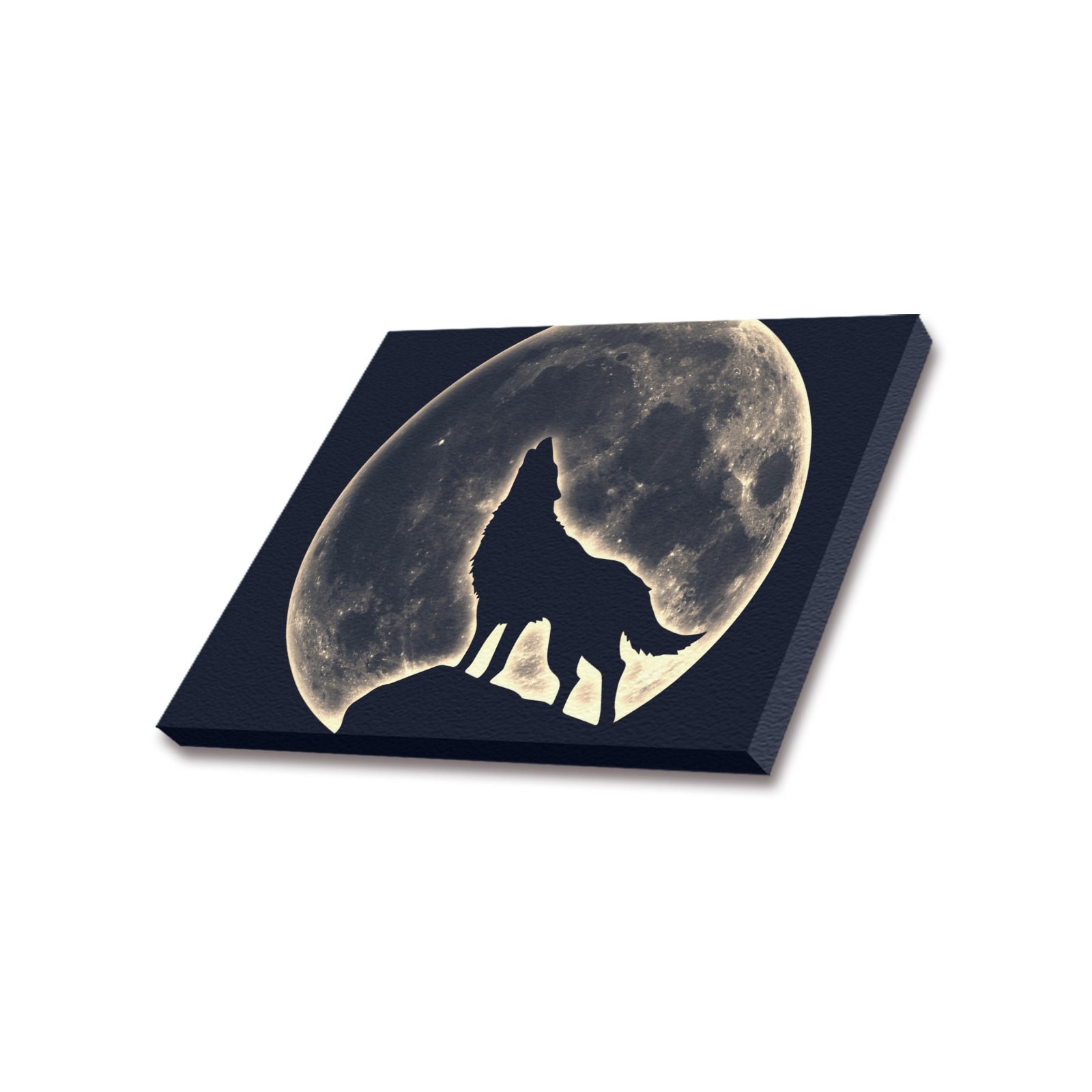 Canvas print: Wolf howling at moon silhouette, 16x12 decor
