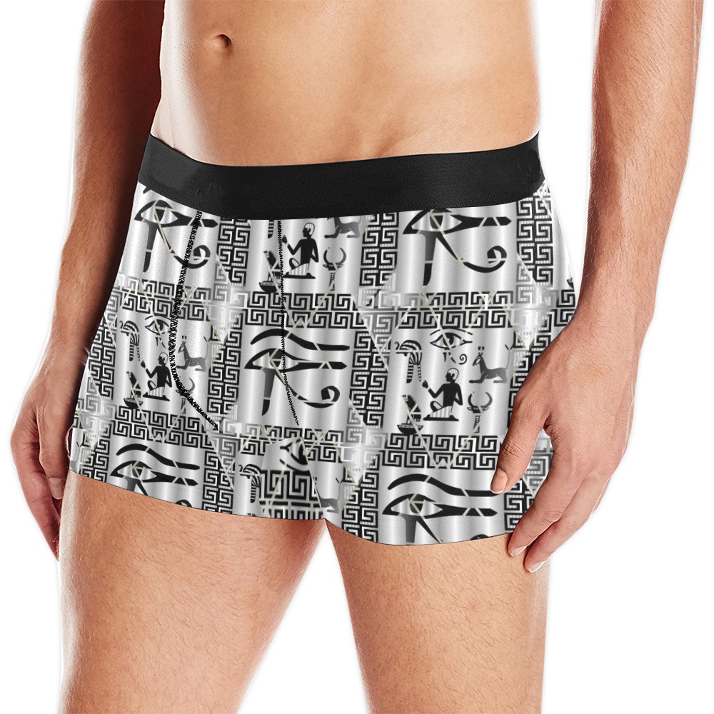 Men's All-Over Print Boxer Briefs in black and white pattern