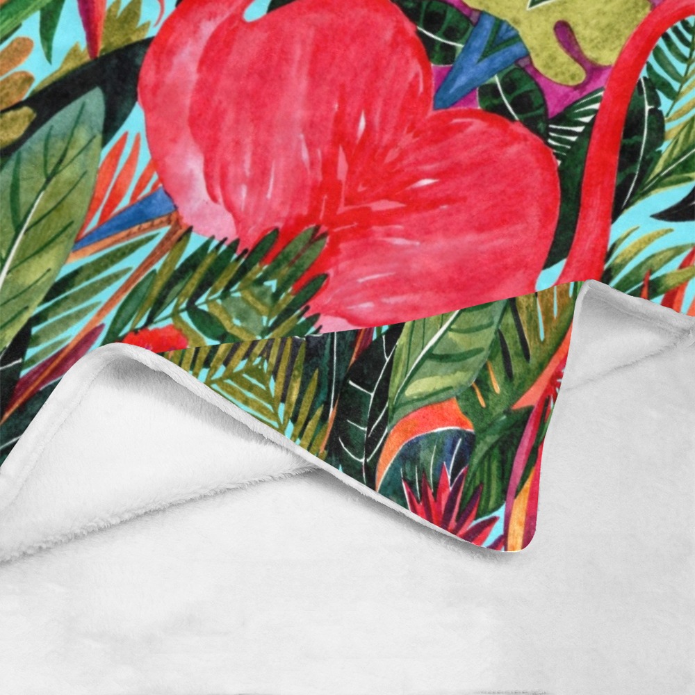 Ultra-Soft Micro Fleece Blanket with Flamingo Pattern - Cozy and warm, perfect for indoor and outdoor use, 60x80 inches.
