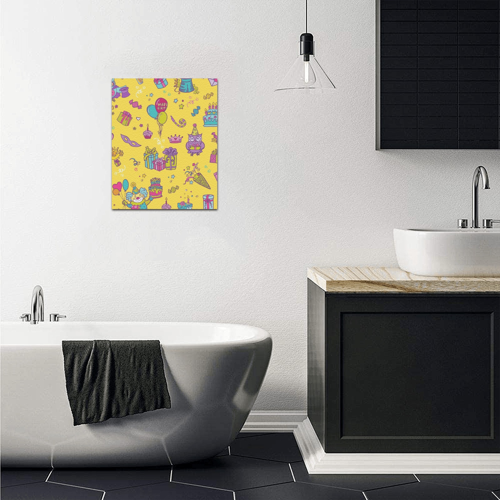 8x10 inch Frame Canvas Print with colorful pattern decor, bedroom wall decoration