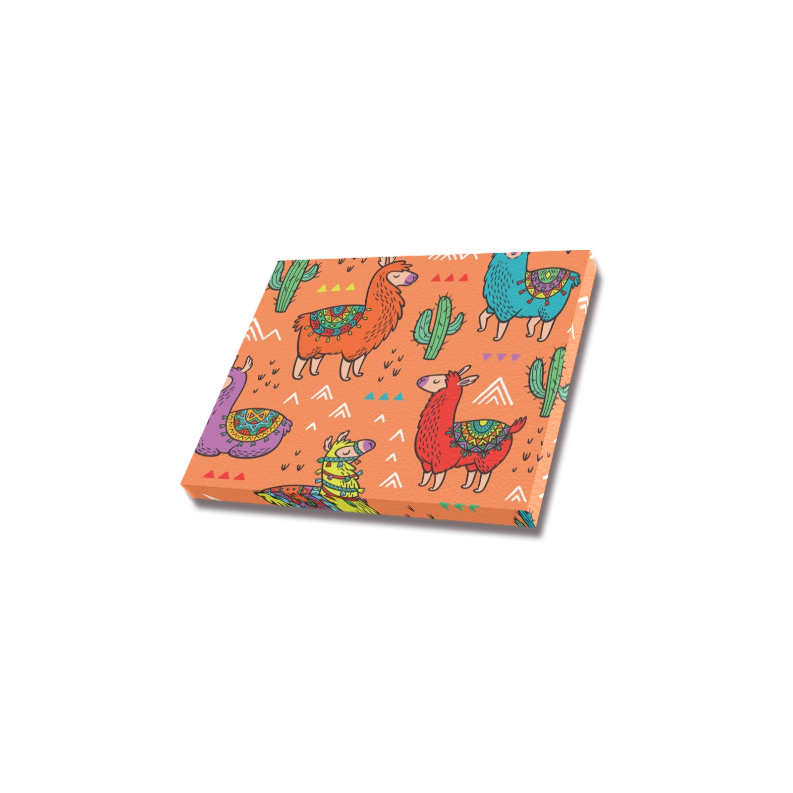 10x8 Frame Canvas Print with Colorful Bird and Cactus Pattern for Home Decor