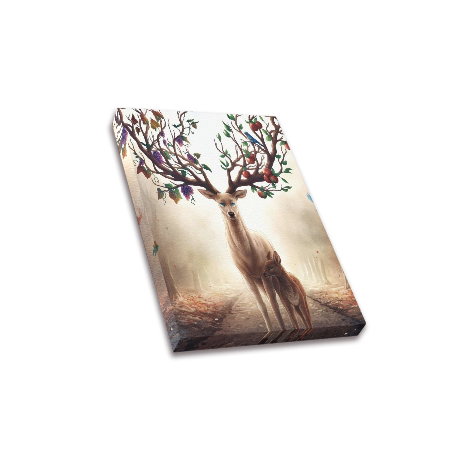 8x10 Canvas Print of Deer with Tree-like Antlers for Home Decor