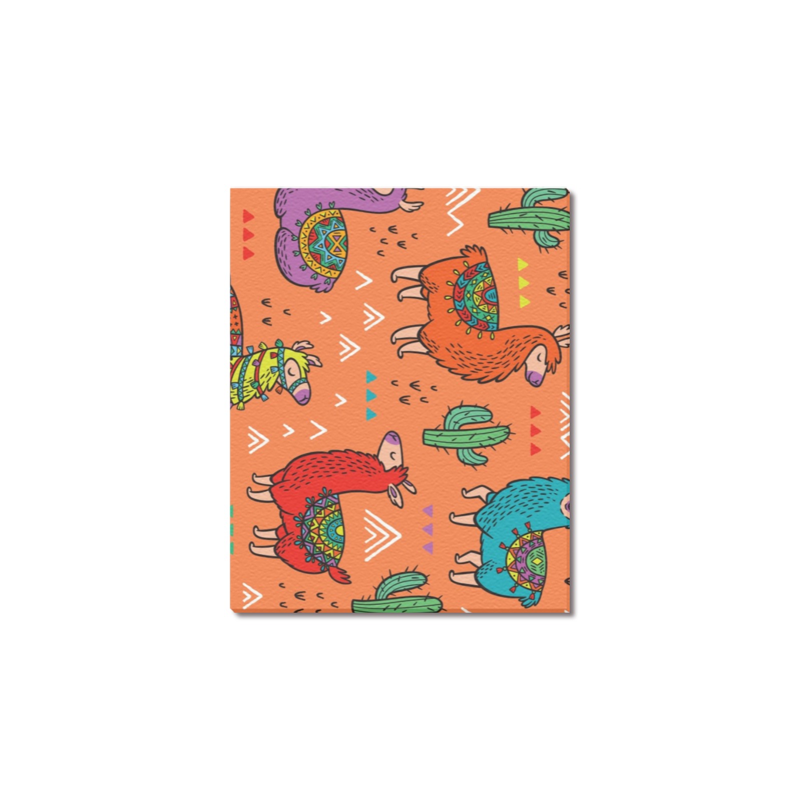 10x8 Frame Canvas Print with Colorful Llama Pattern for Home Decor