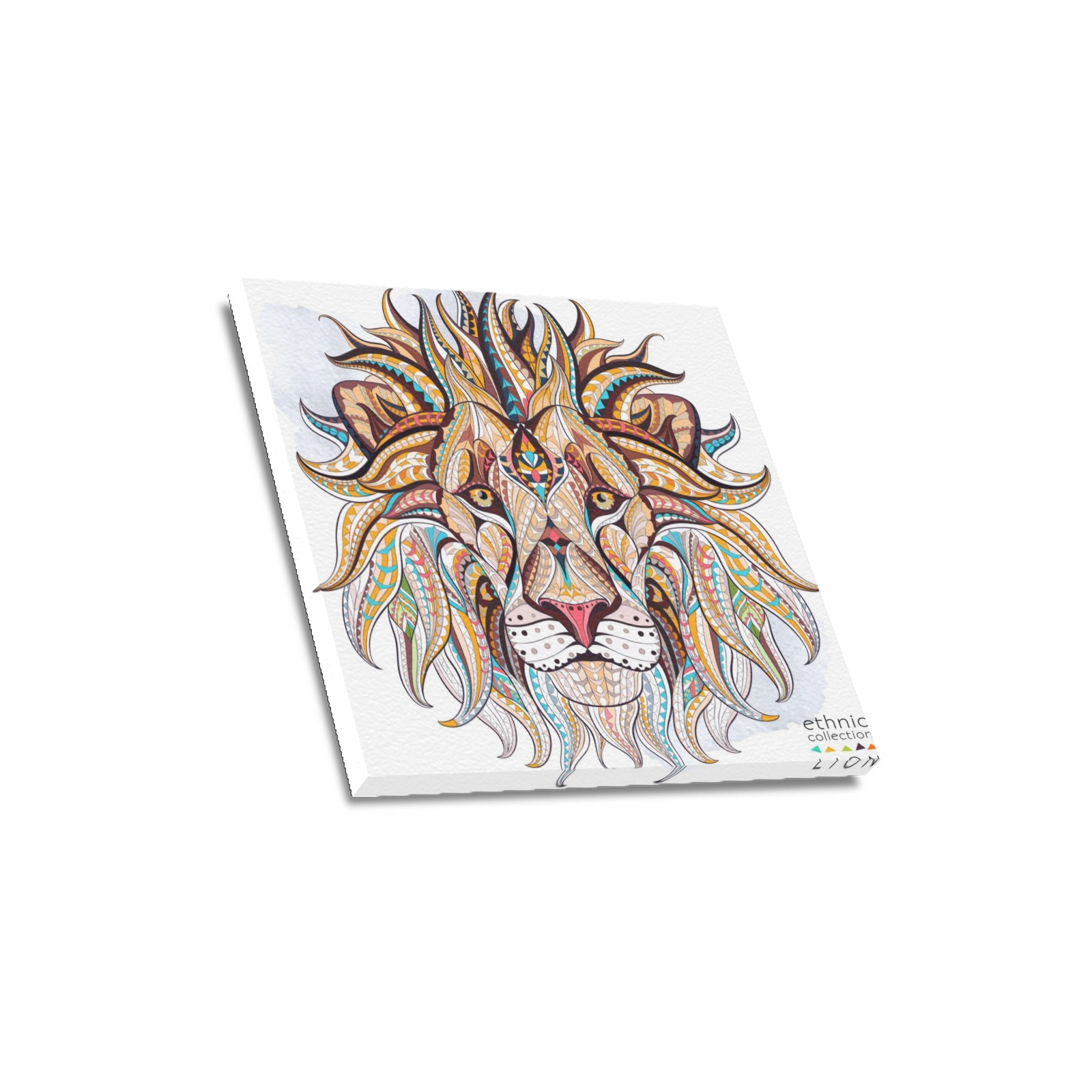 16x16 inch framed canvas print, geometric lion design wall art
