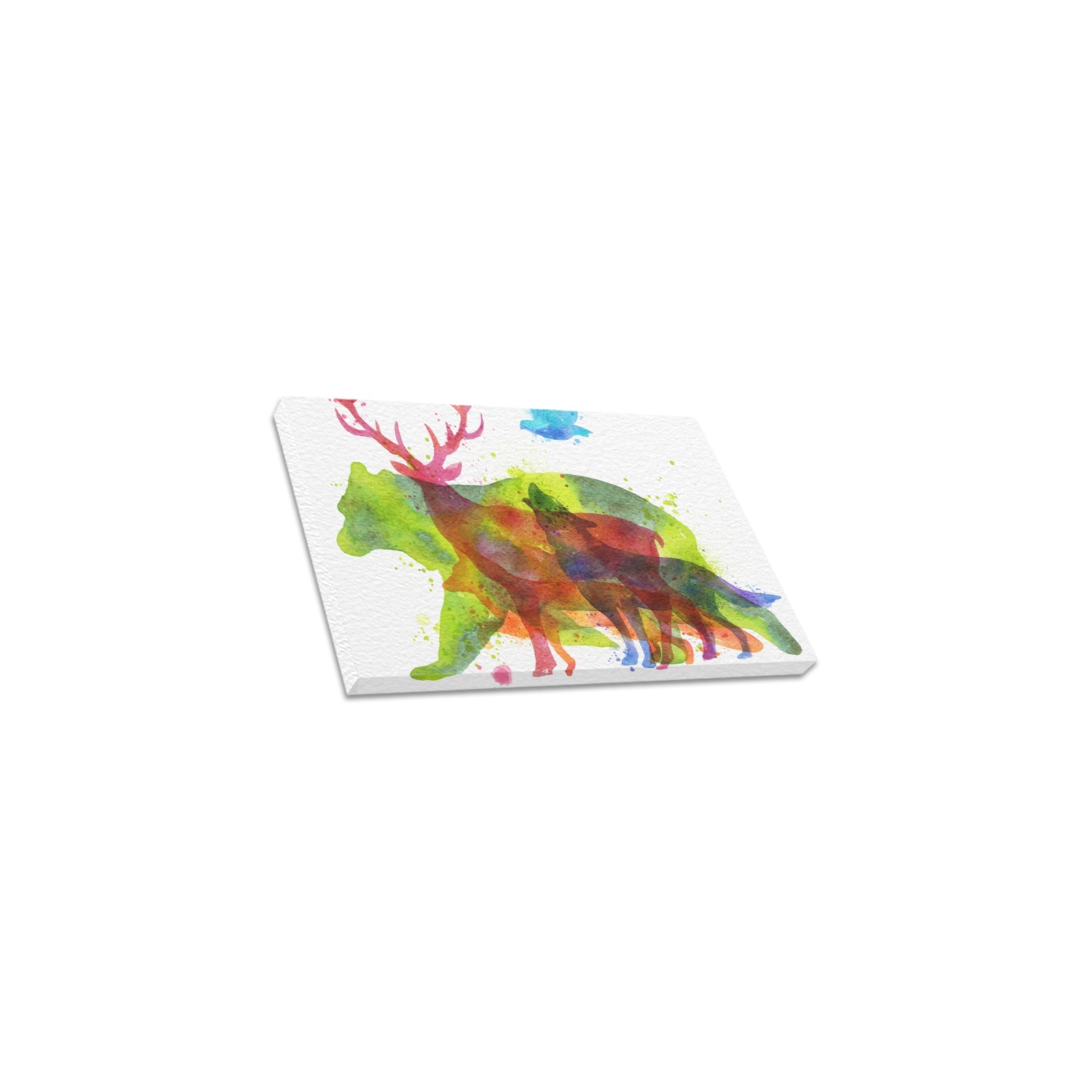 12x8 inch Canvas Print featuring colorful Stegosaurus art for home decor, USA made