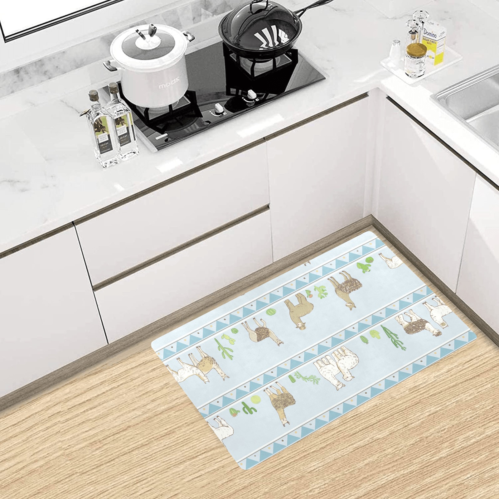 Kitchen Mat 28x17 inch with floral pattern, perfect for kitchen decor. Made in Queen.
