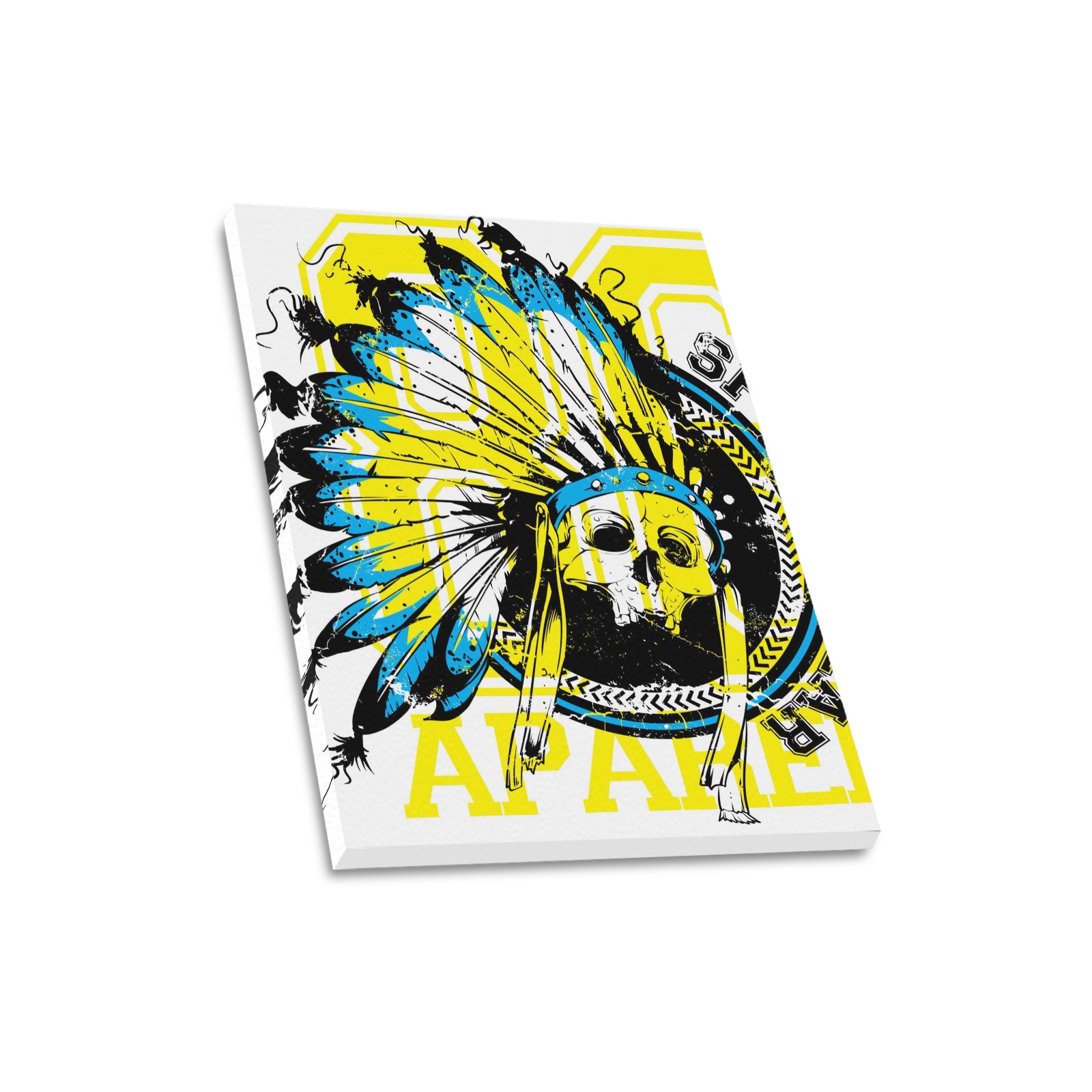 Frame Canvas Print 16x20 inch with vibrant Native American skull, USA Made, Inkedjoy