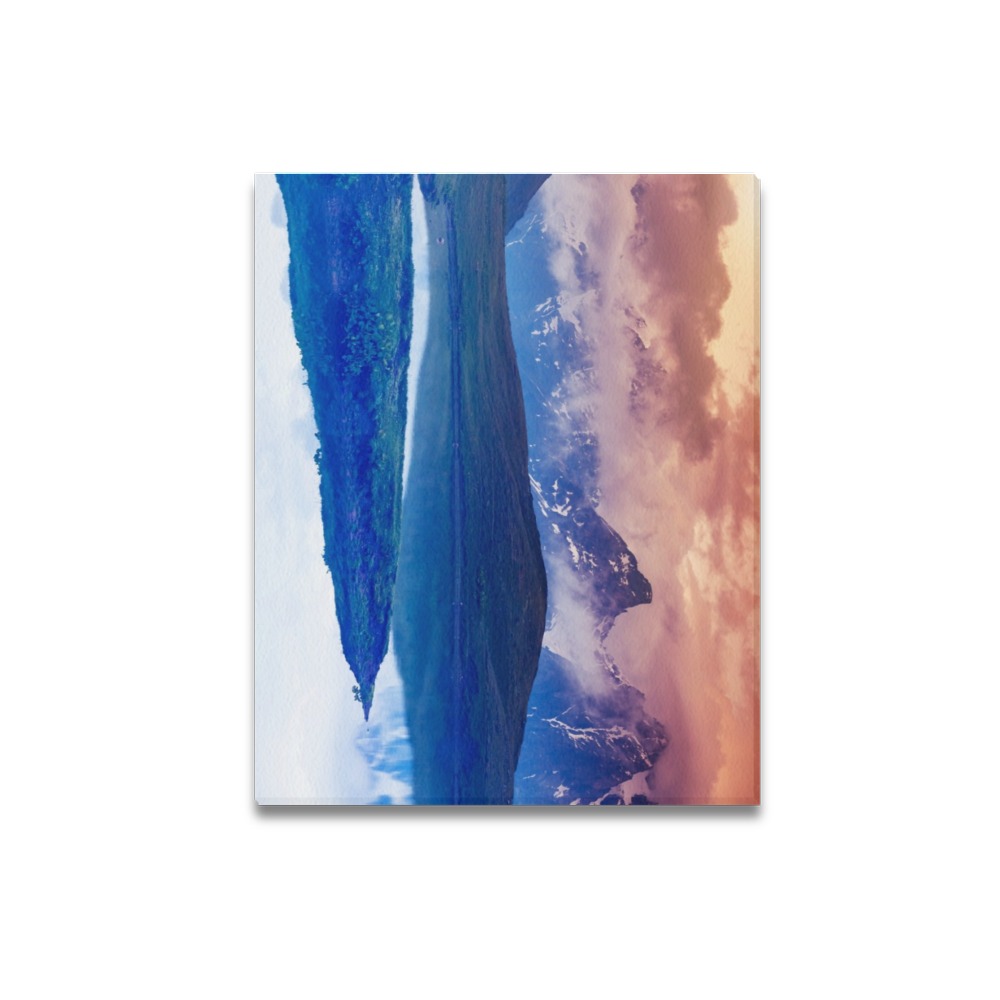 20x16 inch Frame Canvas Print - Blue and Orange Abstract Art for Home Decor