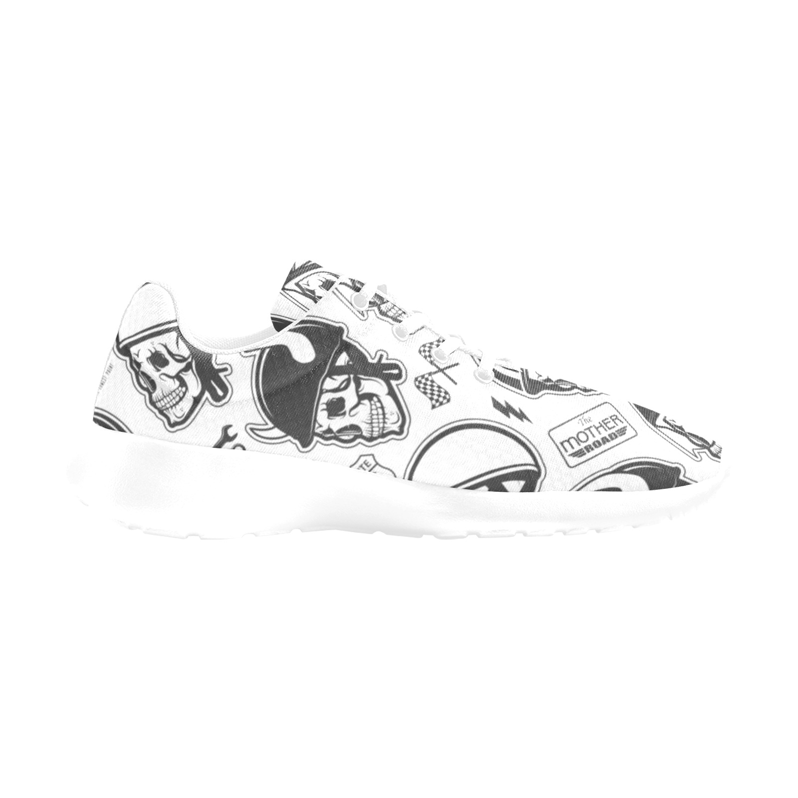 Men's Athletic Sneakers Model 0200 - White mesh with all-over print design
