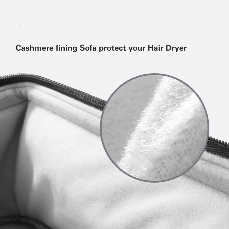 Padded interior of grey storage bag with tools held upright
