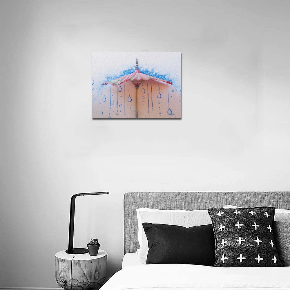 14x11 inch Frame Canvas Print art piece on white wall above bed, bedroom decor, modern home decoration