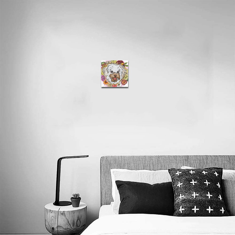 4x4 inch Frame Canvas Print with dog portrait, wooden frame, home decor, wall art
