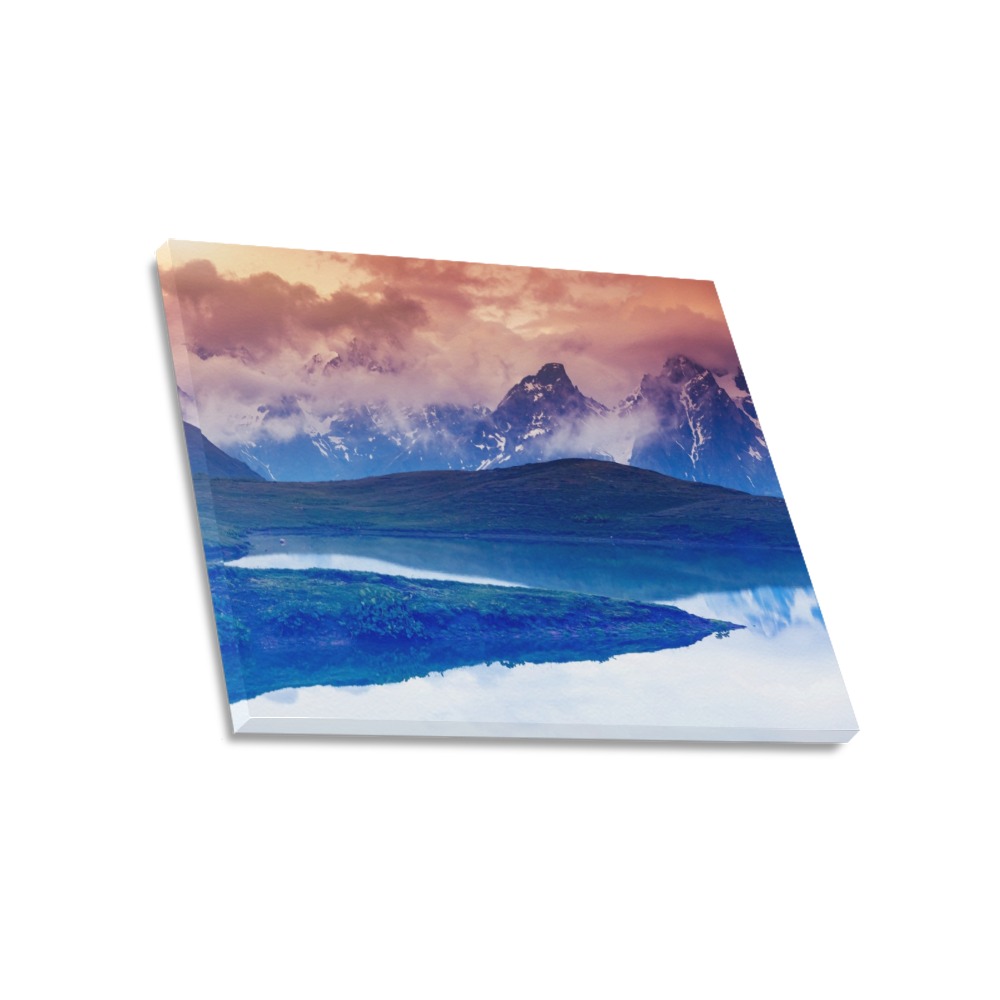 20x16 inch Frame Canvas Print of blue landscape art, cotton canvas, solid wood frame, for home decor
