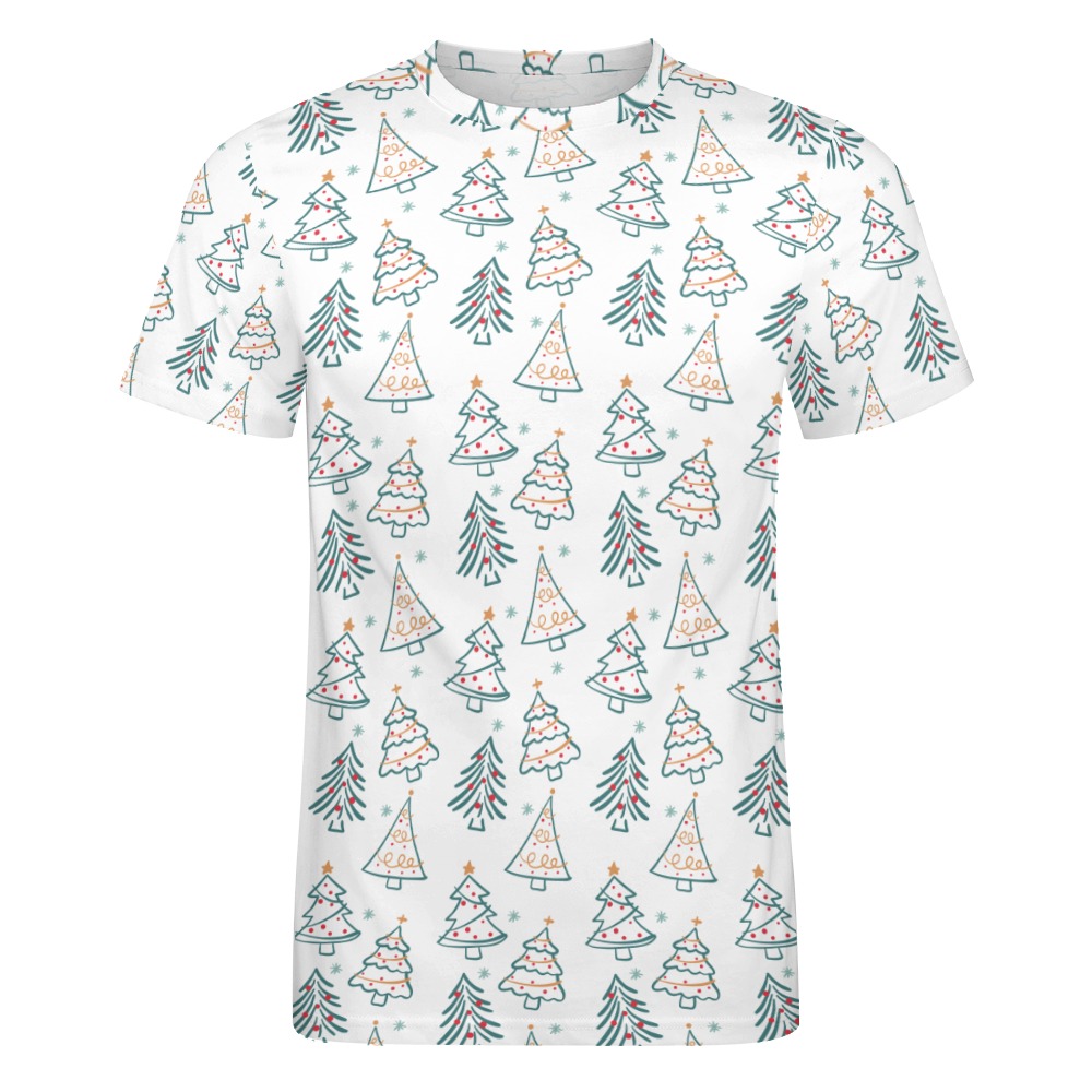 Men's white cotton t-shirt with sailboat pattern, summer fashion