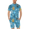 Men's Short Sleeve Jumpsuit with Owl Pattern - Polyester Onesie