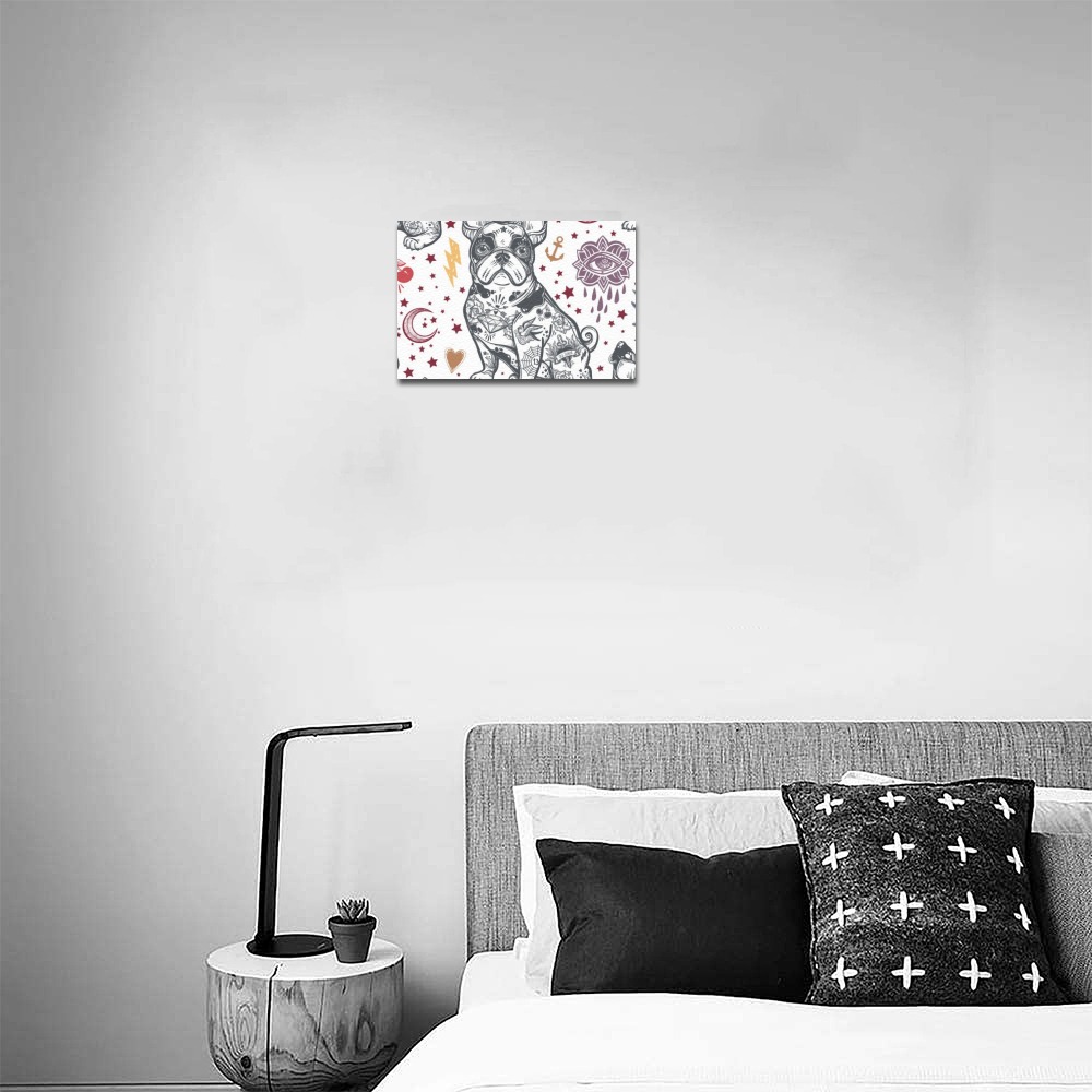 6x4 inch Frame Canvas Print - Cat illustration, cotton canvas art for bedroom decor