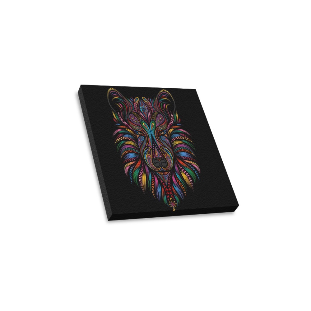 12x12 Frame Canvas Print with Wolf Artwork, black frame, wall decor, Inkedjoy product