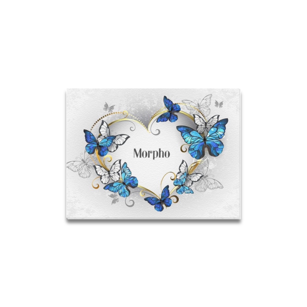 Frame canvas print featuring a heart-shaped design with blue butterfly, perfect for home decor
