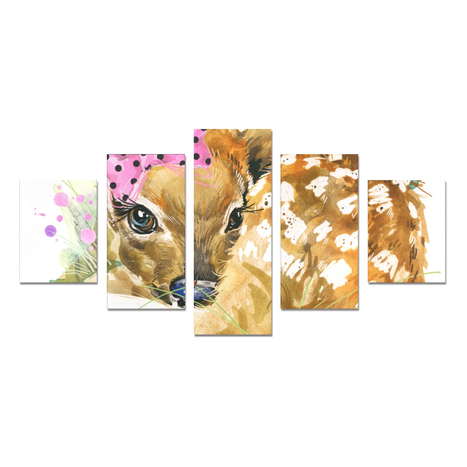 Golden retriever 5-piece canvas wall art prints, unframed home decor. High-quality print.