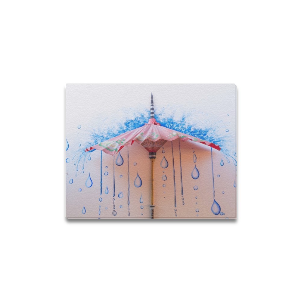 14x11 inch Frame Canvas Print with abstract art, featuring a modern design in white, blue, and pink, perfect home decor.
