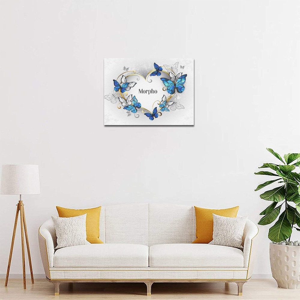 Frame Canvas Print 16x12 inch featuring a heart-shaped butterfly design. Suitable for bar, home, wedding decor.