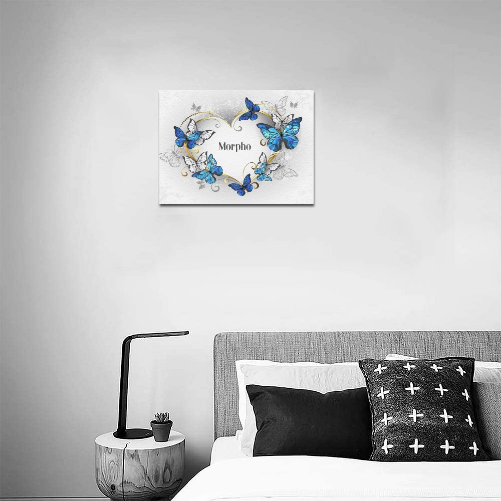 Frame Canvas Print featuring a heart-shaped butterfly design with "Believe" text, perfect for bedroom or wedding decor.