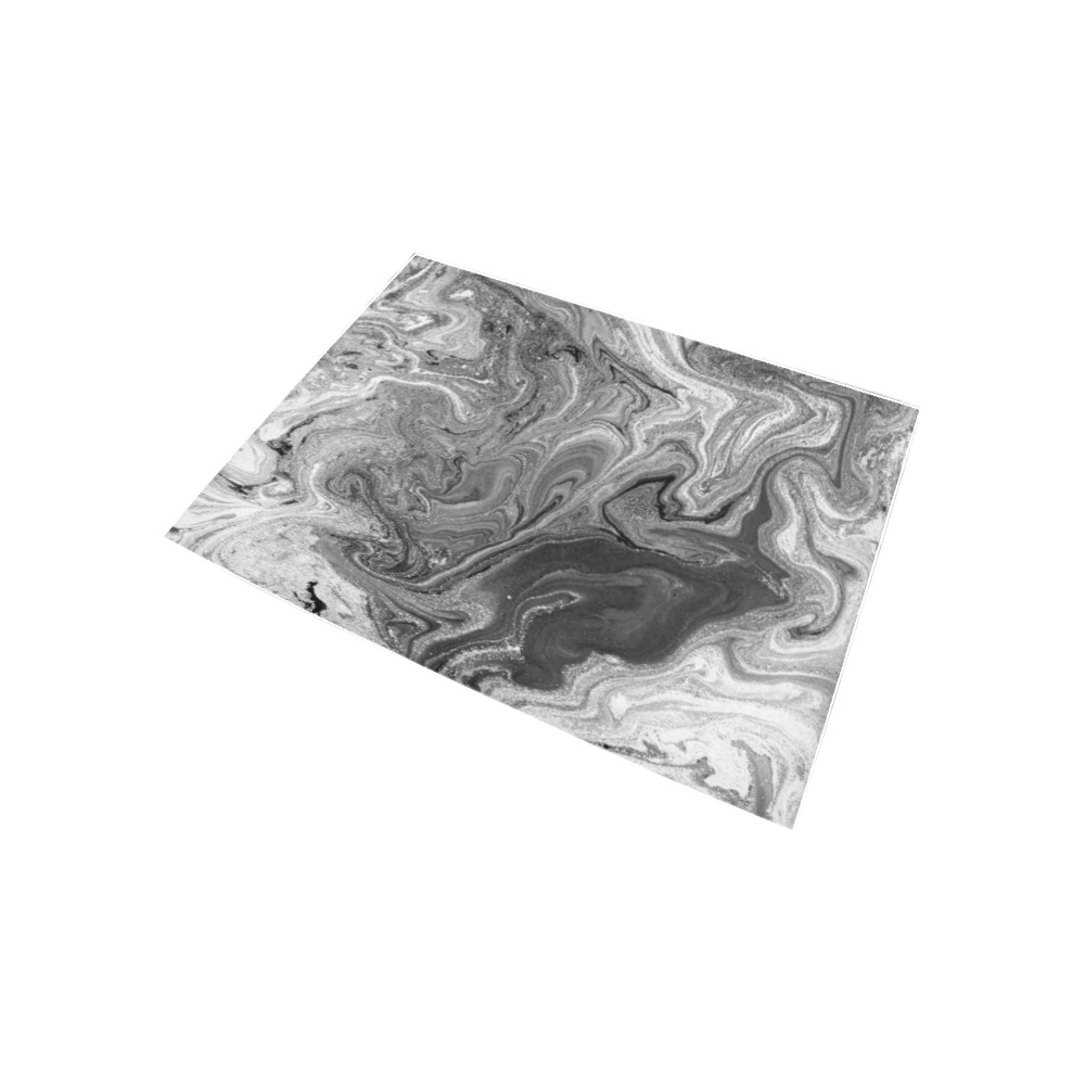 Polyester area rug with gray marble pattern, 5.2' x 4', for living room decor