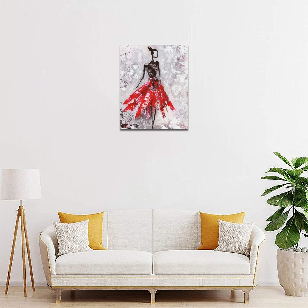 16x20 inch Frame Canvas Print, woman in red dress, home decoration