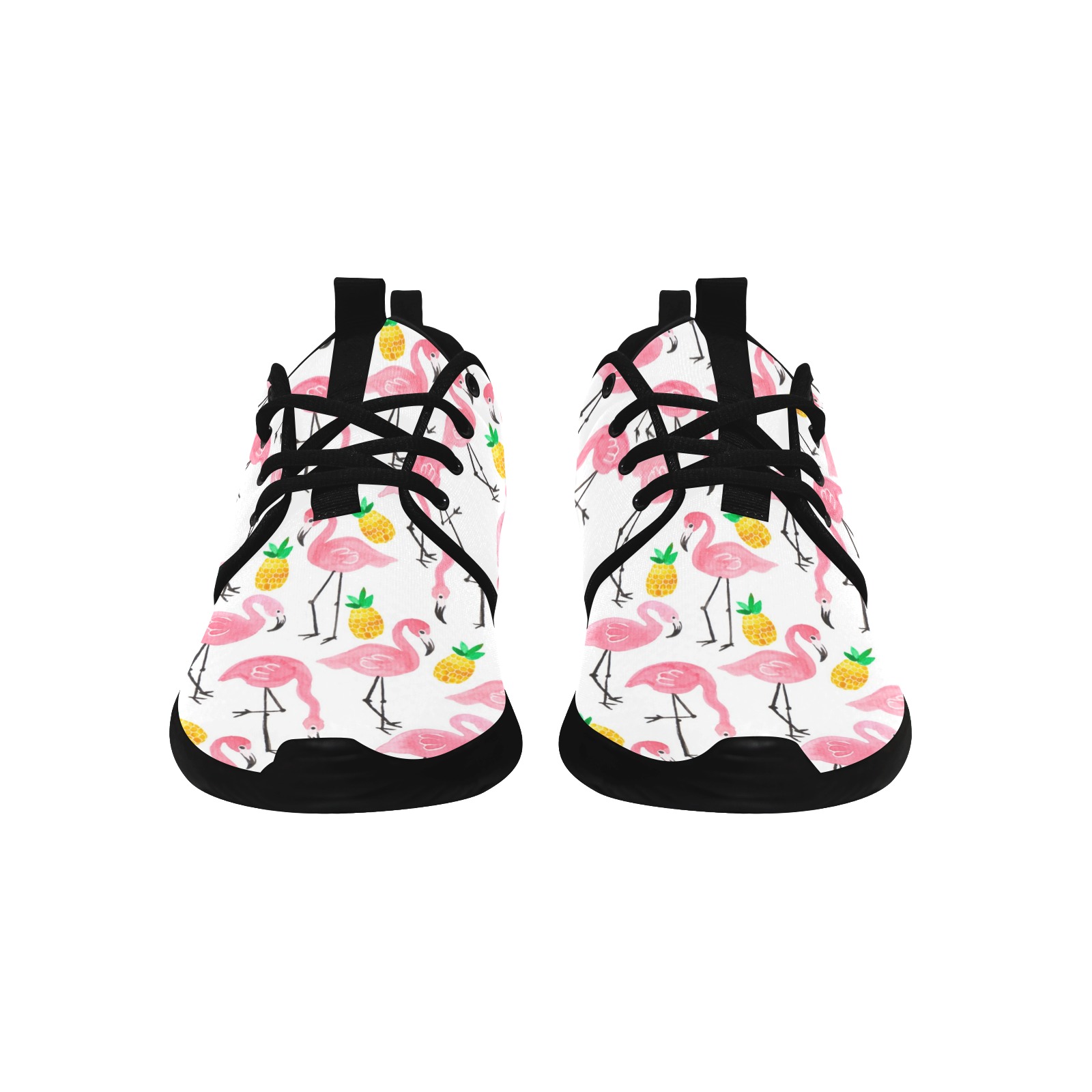 Women's Flamingo Print Pull Loop Sneakers (02001) - Mesh sports & casual wear.