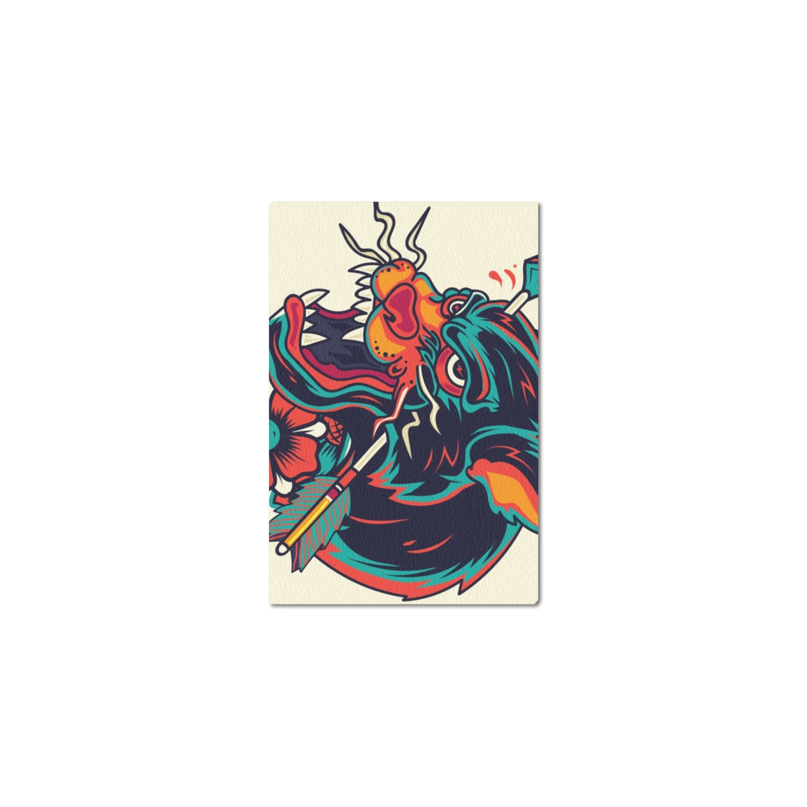 Framed Canvas Print 12x8 featuring dragon artwork, perfect for home decor.