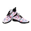 Men's Pull Loop Sneakers (02001) with colorful splatter design and breathable mesh, black sole for sports and leisure