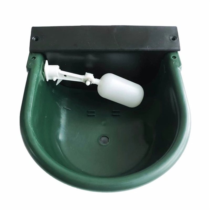Top view of water bowl with white float valve inside the basin