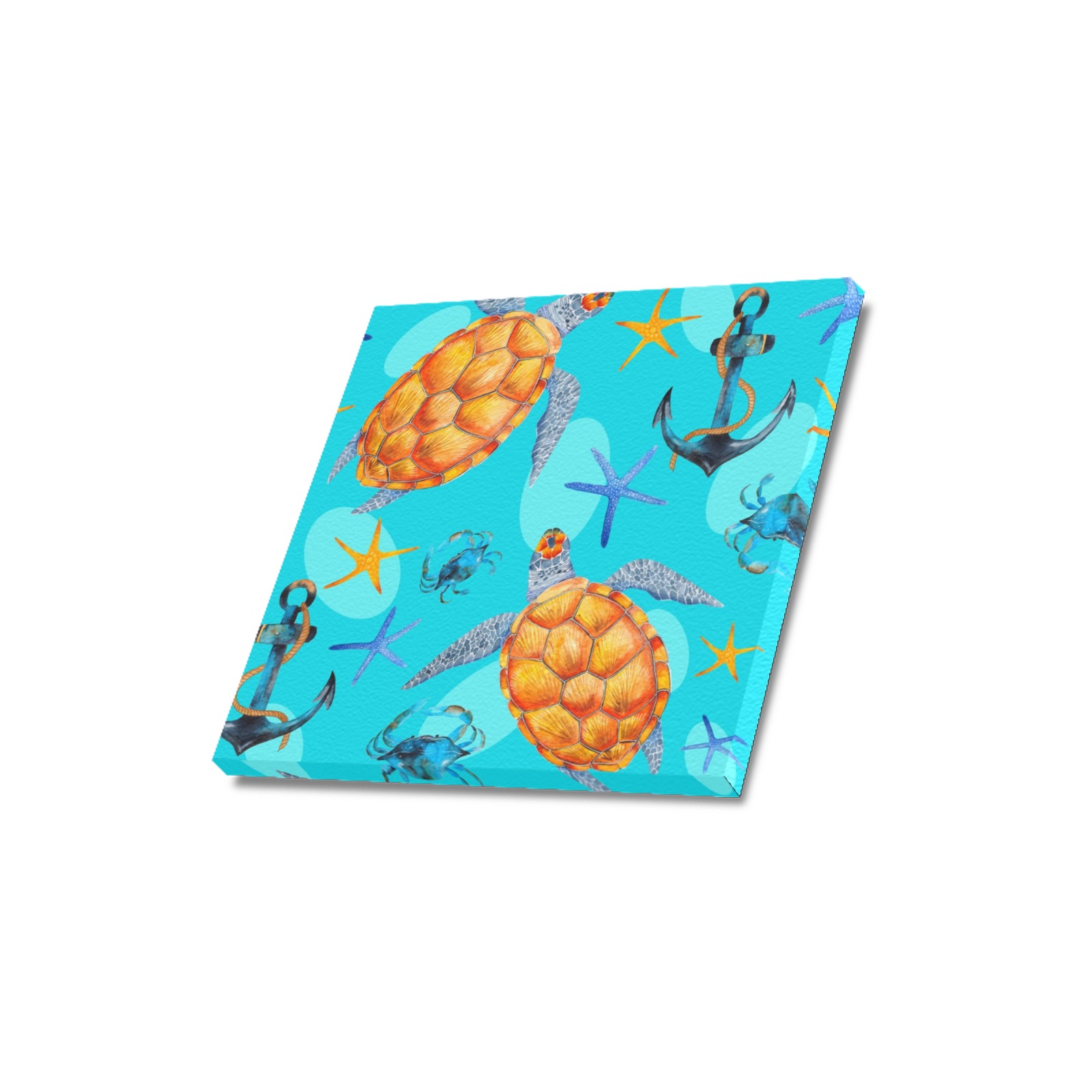 16x16 inch Frame Canvas Print with pineapple, anchor, and starfish pattern for home decor